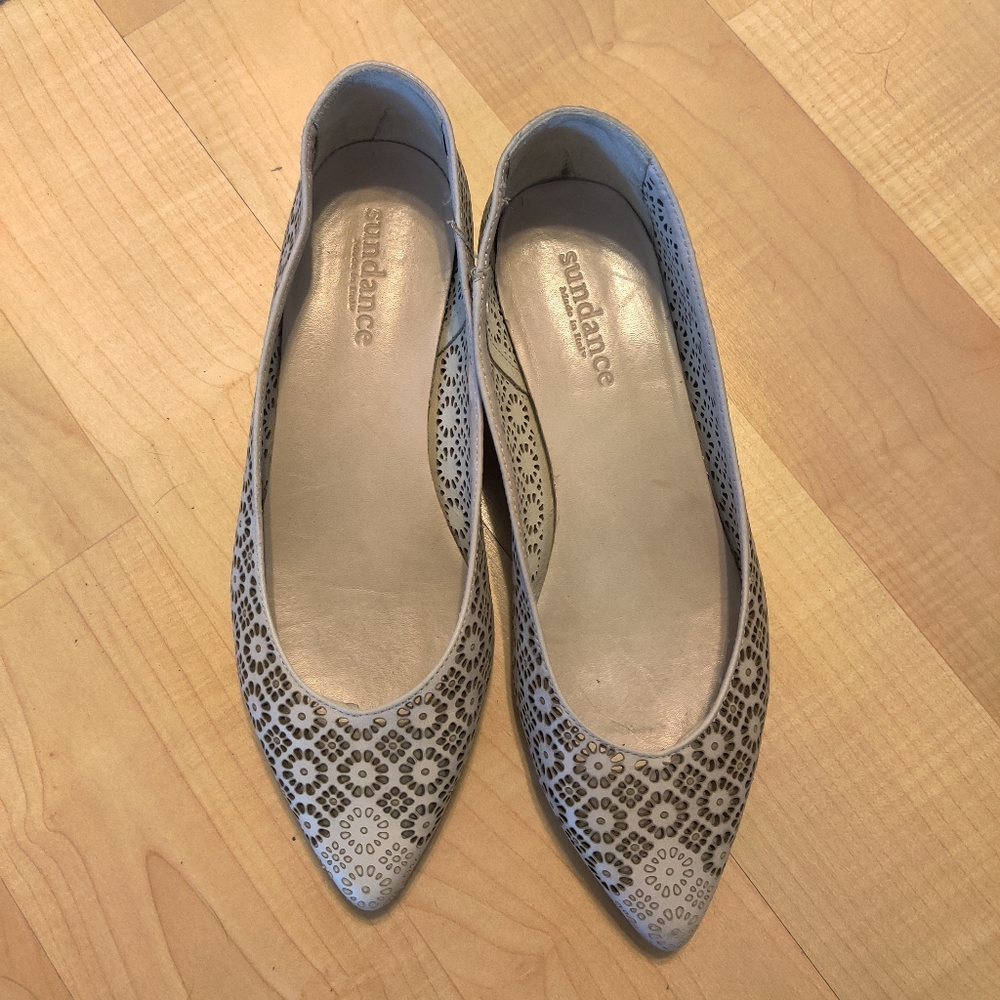 Sundance Laser-cut Floral pointed ballet flats